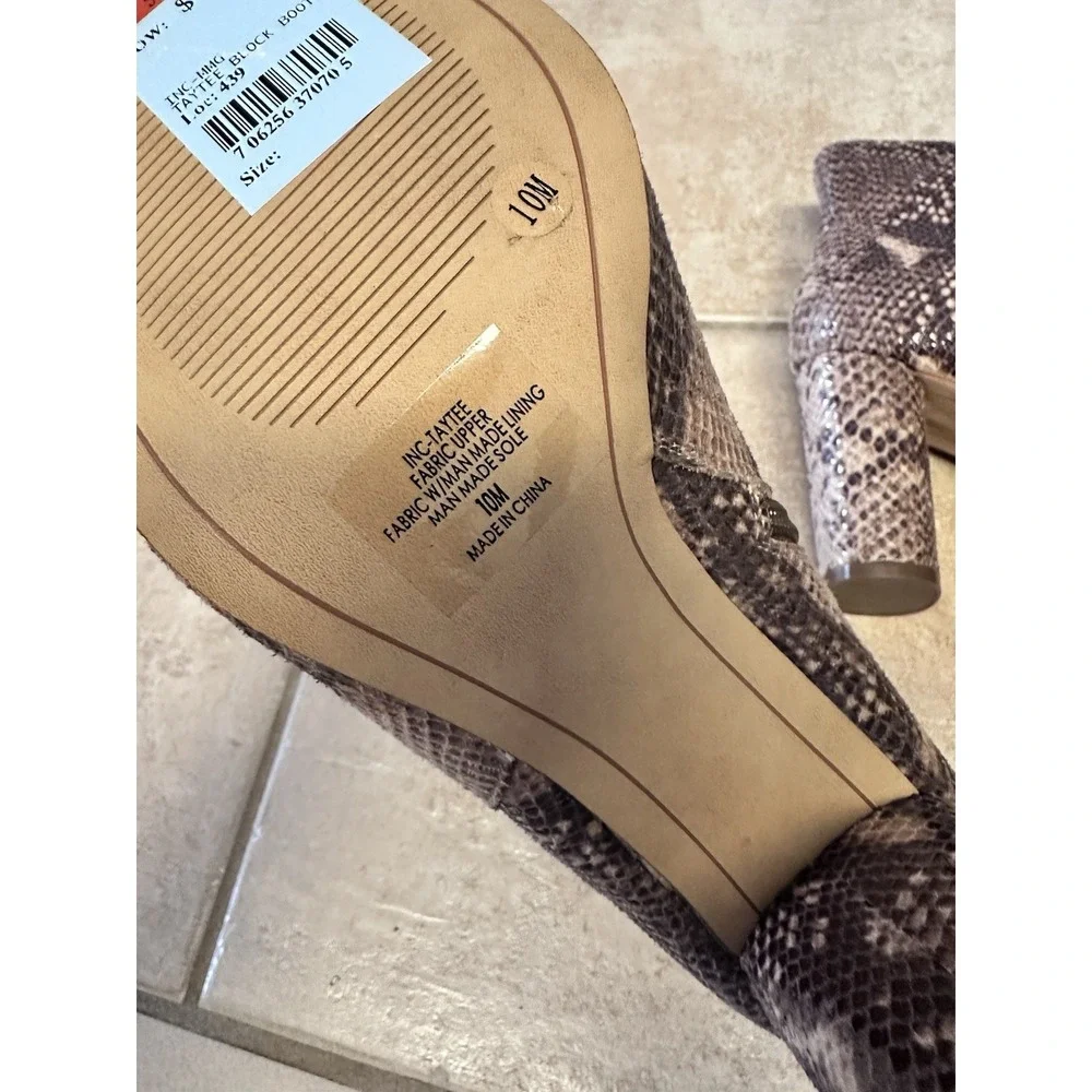 I.N.C. International Concepts Taytee Women's Snake Skin Style Ankle Zip Boots 10
